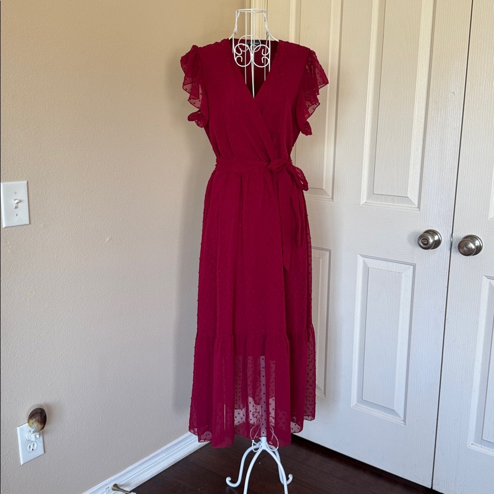 Fashion Union Burgundy Midi Dress